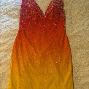 Vibrant Orange and Yellow Gradient Dress
